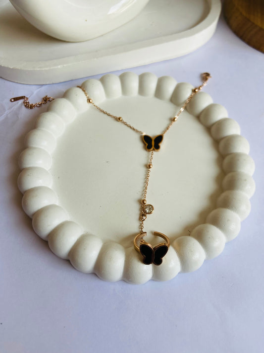 Anti tarnish butterfly hand bracelet