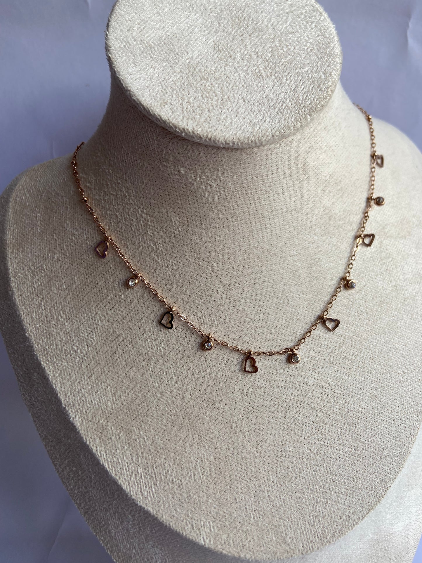 Anti tarnish rosegold heart charm necklace