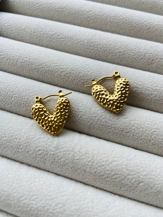 Anti tarnish heart hoops earring
