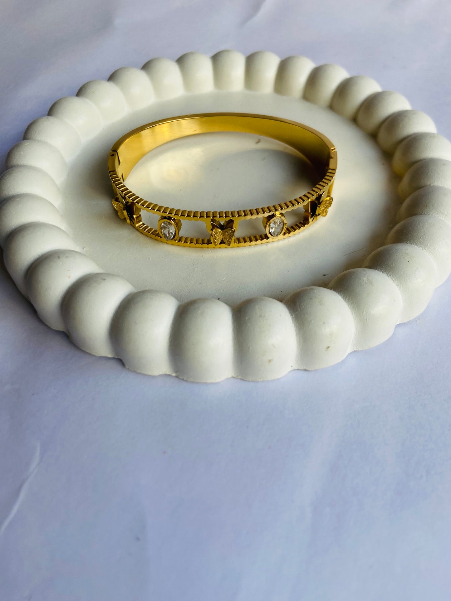 Anti tarnish butterfly stack bangle