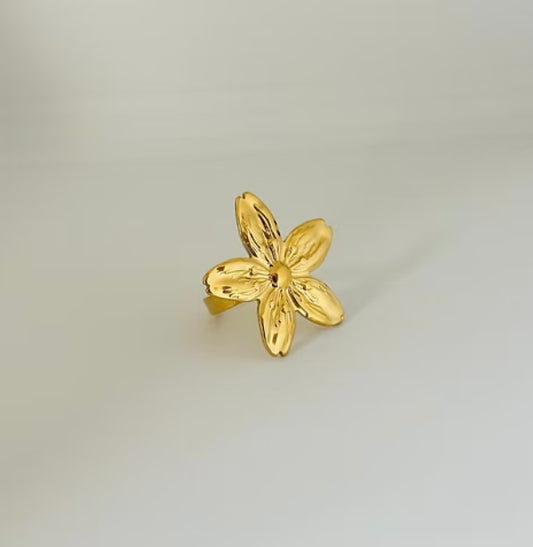 Anti tarnish adjustable flower ring 5