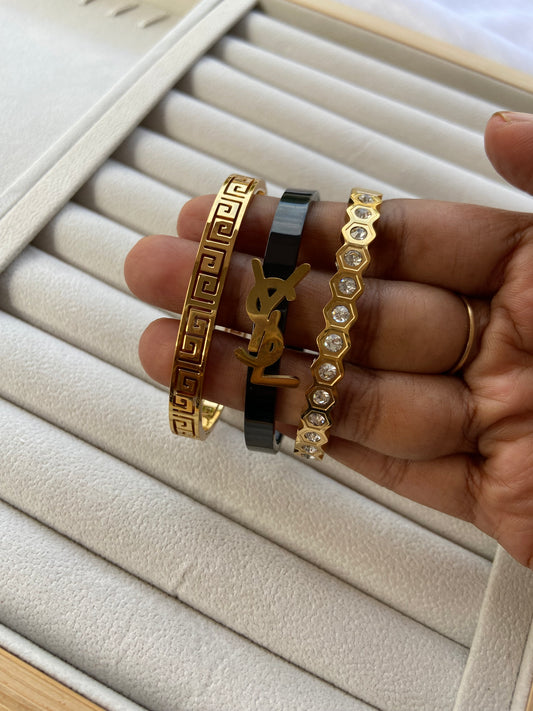 Anti tarnish bangle stack combo (3pcs)
