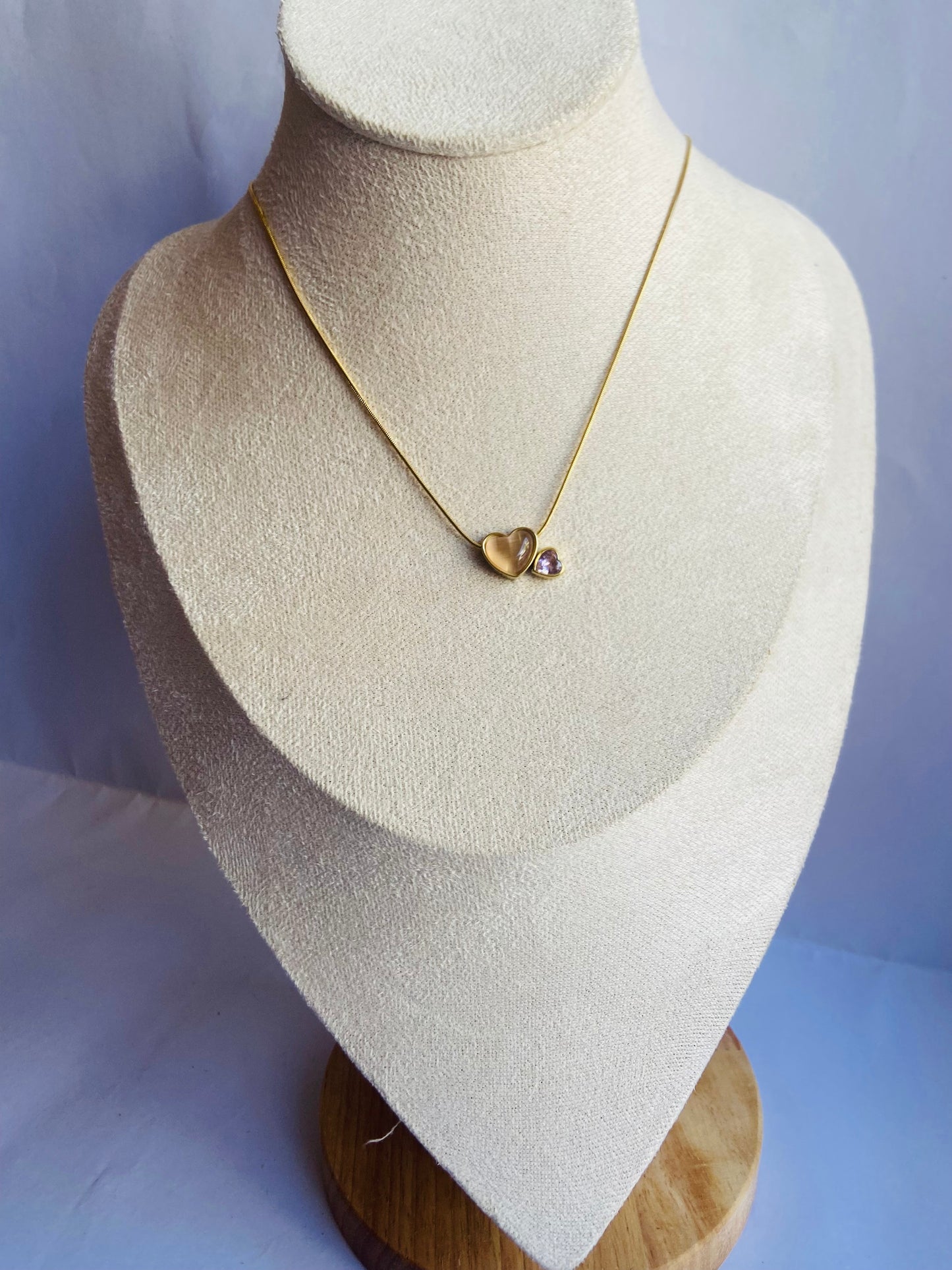 Anti tarnish double hearted necklace