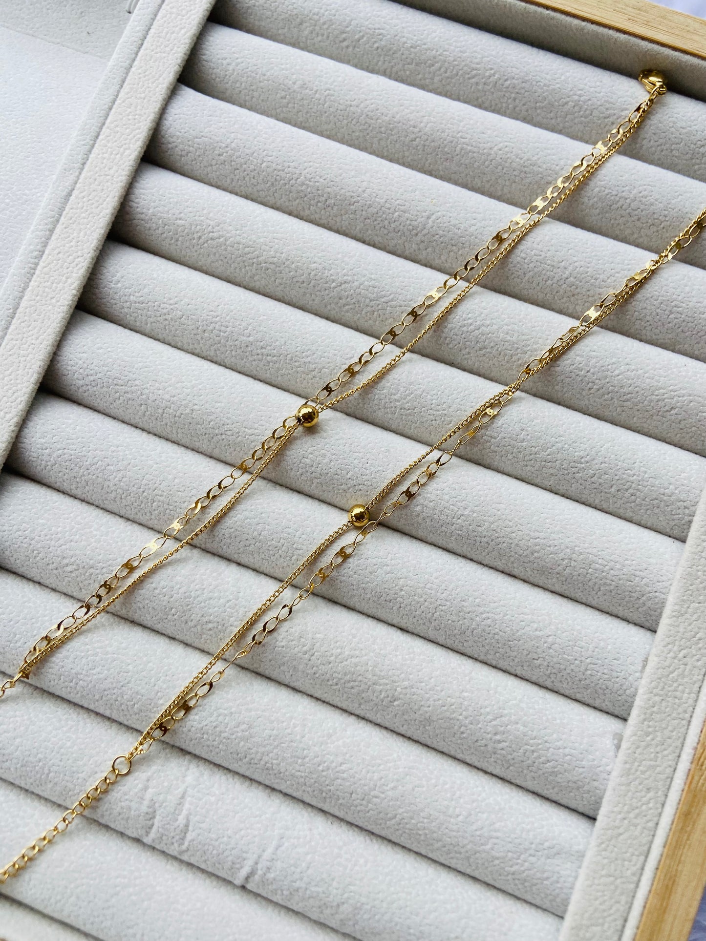 Anti tarnish layered anklet