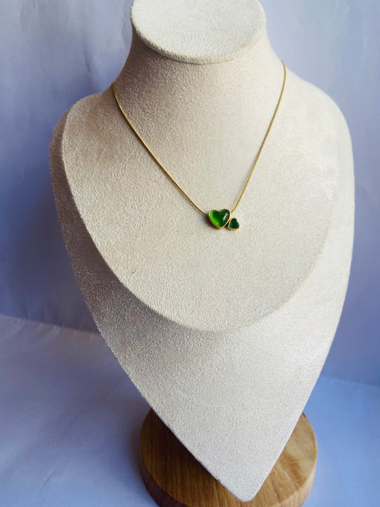 Anti tarnish double hearted necklace