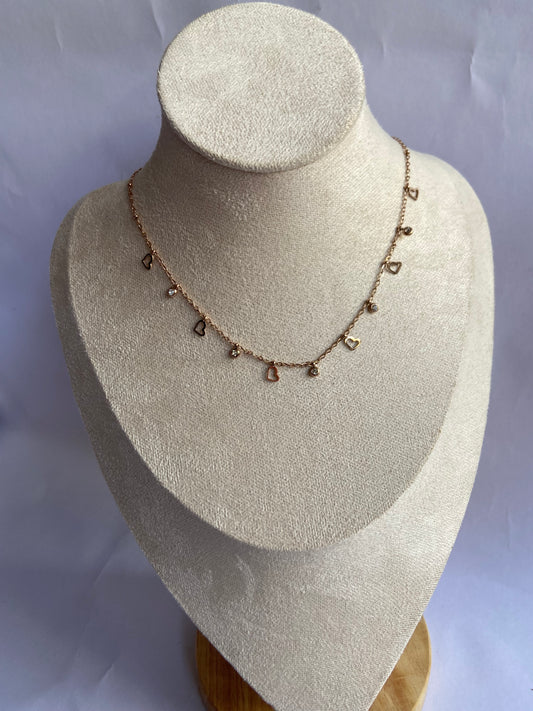 Anti tarnish rosegold heart charm necklace