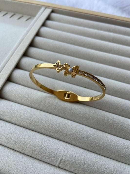 Anti tarnish butterfly bangle