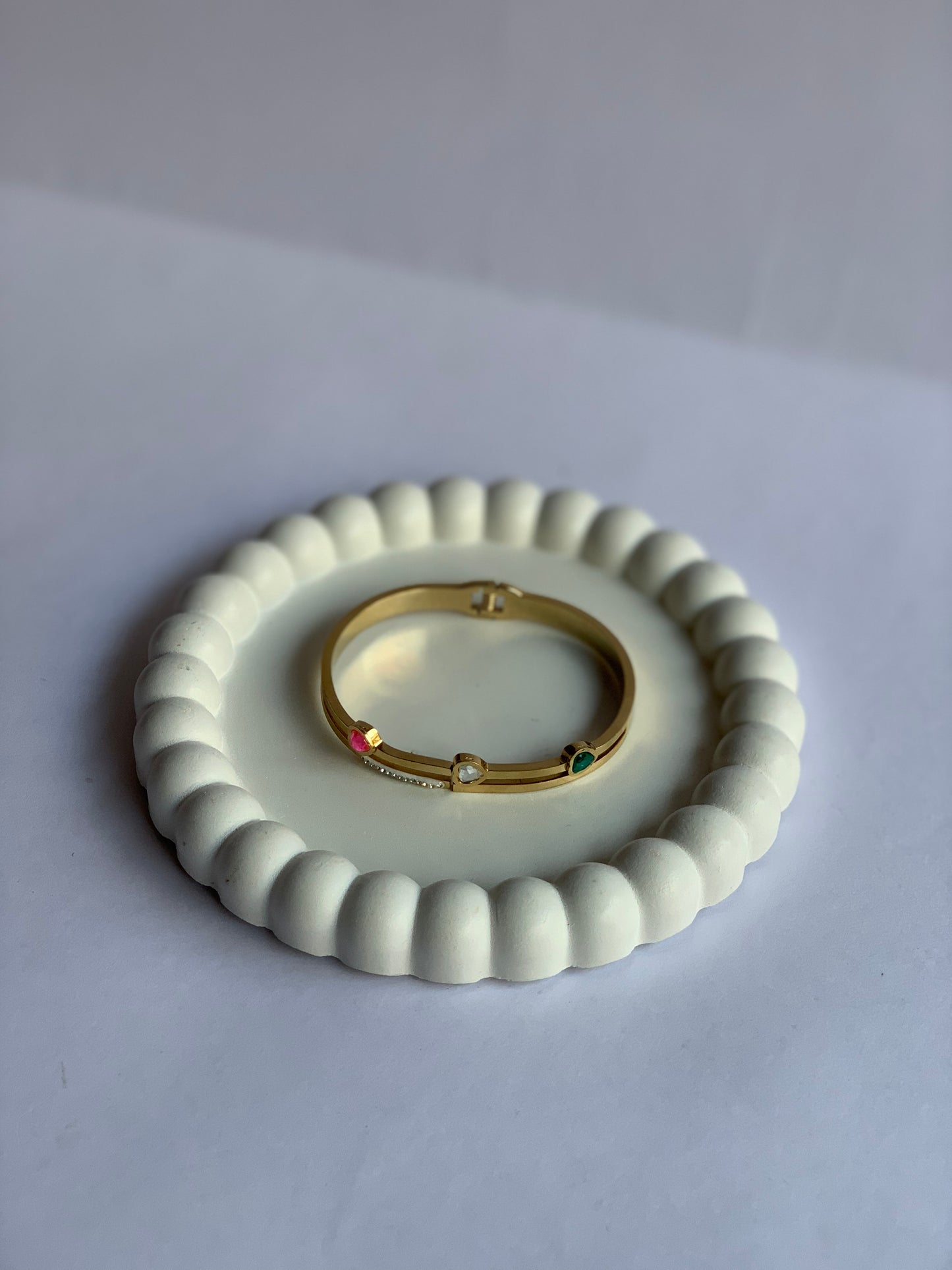 Anti tarnish multi stone bangle