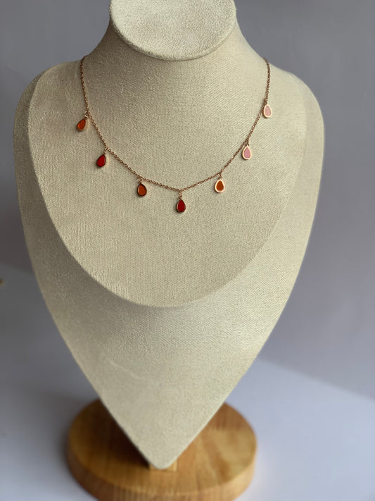 Anti tarnish red charm necklace