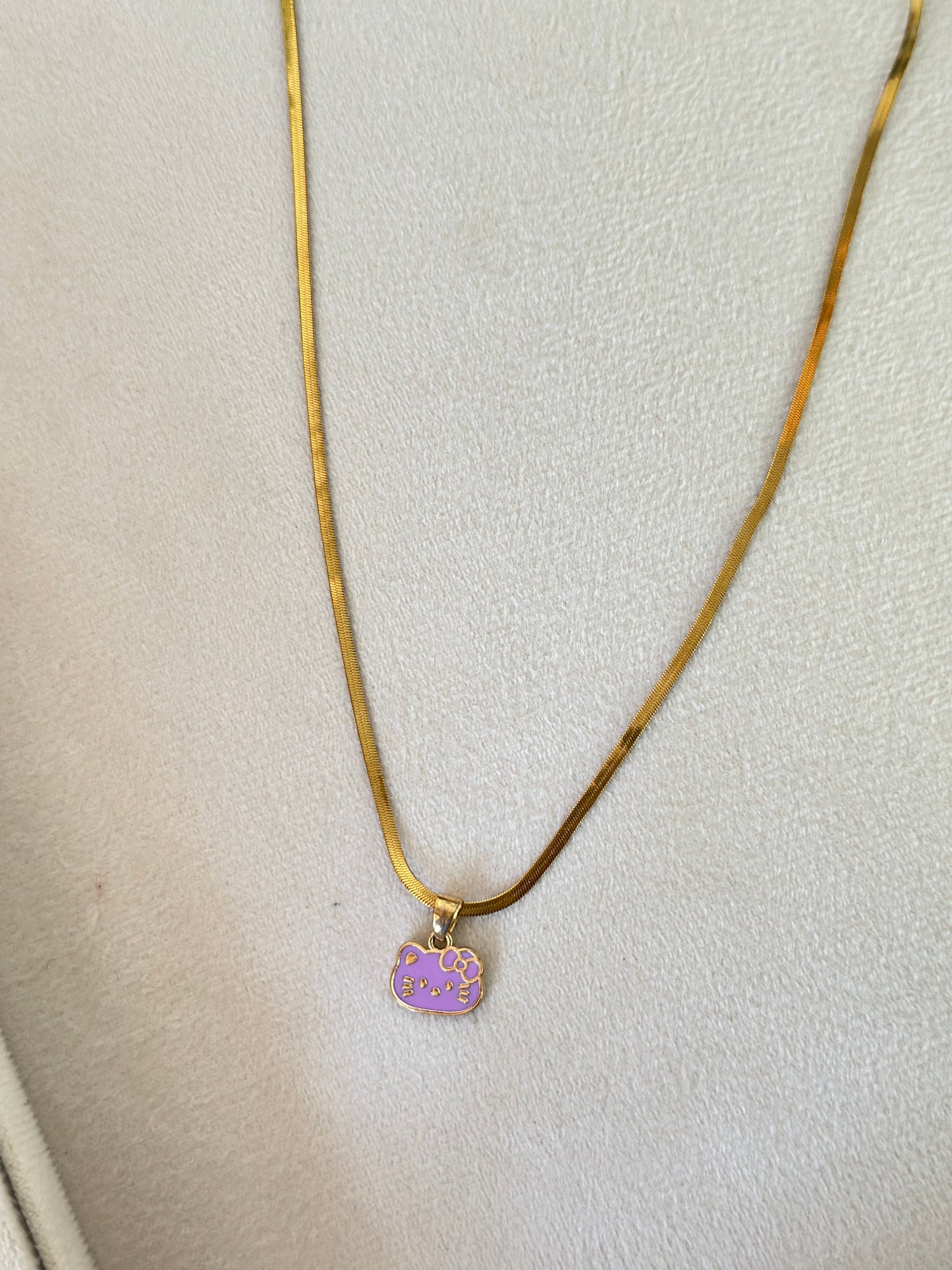 Anti tarnish cute kids kitty necklace