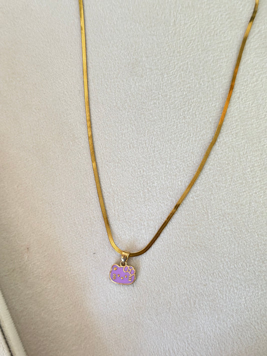 Anti tarnish cute kids kitty necklace