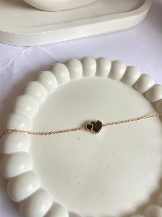 Anti tarnish double New sided heart bracelet