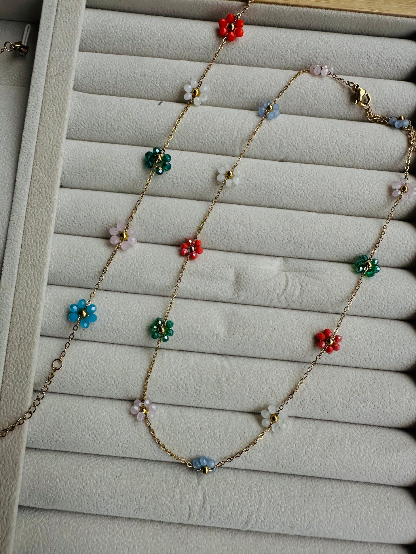 New Anti tarnish multi stone crystal bead necklace with bracelet set