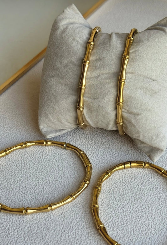 Anti tarnish bamboo bangle adjustable