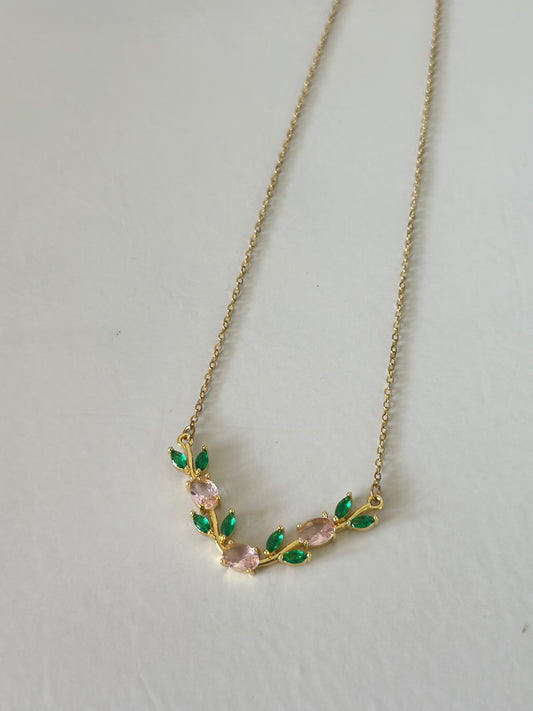 Anti tarnish tulip necklace pink