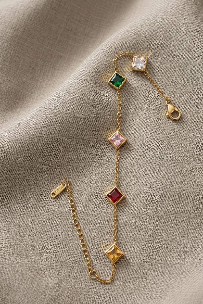 Anti tarnish multi stone bracelet