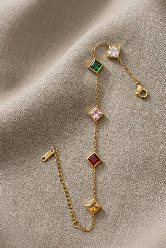 Anti tarnish multi stone bracelet