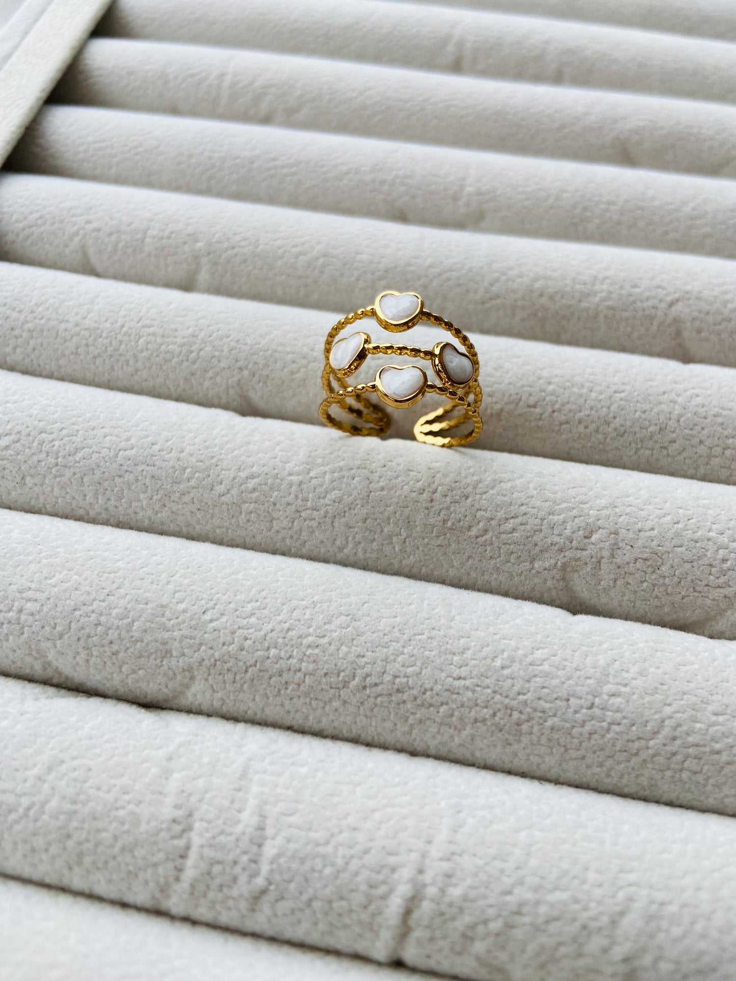 Anti tarnish marble ring heart