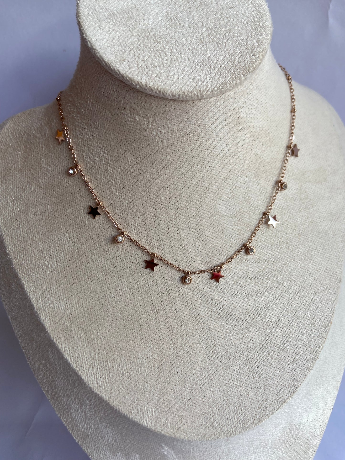 Anti tarnish rosegold star charm necklace