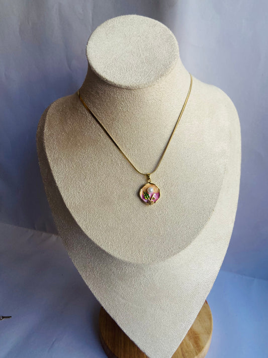 Anti tarnish vintage necklace pink