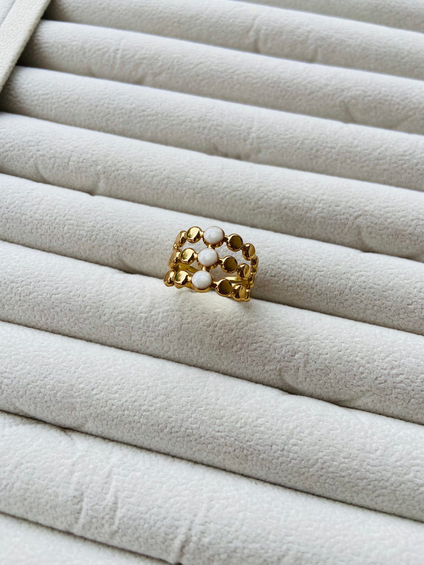 Anti tarnish marble ring triple layer