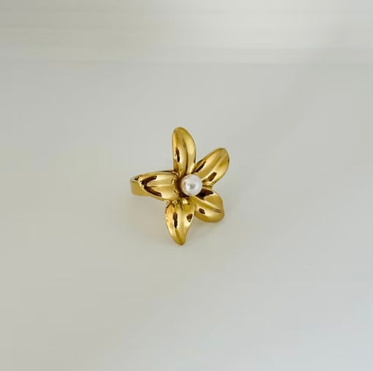 Anti tarnish pearl adjustable ring 3