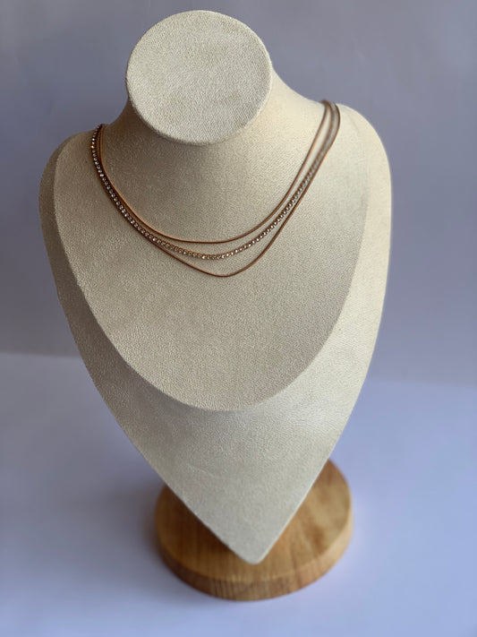 Anti tarnish triple layer stone necklace