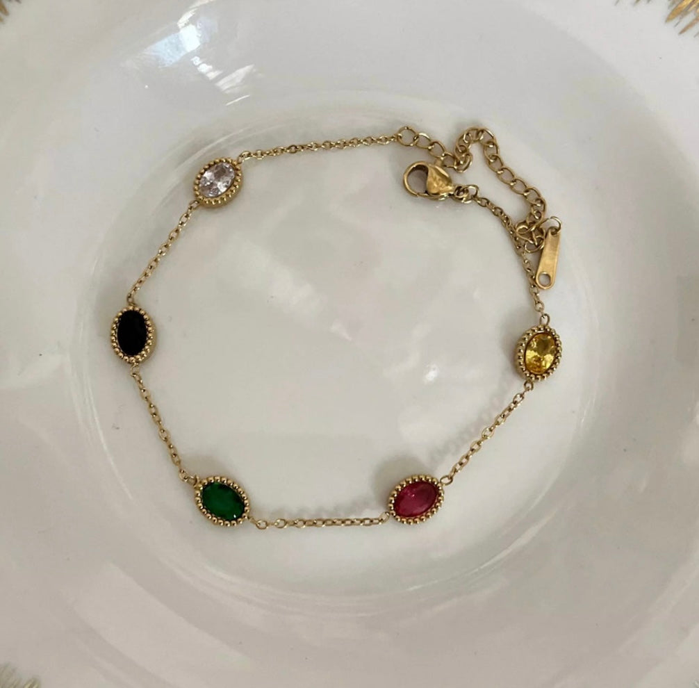 Anti tarnish multi stone kamini bracelet