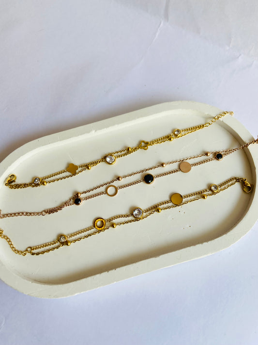 Anti tarnish double layer bracelet