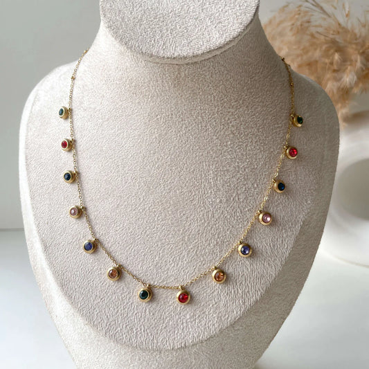 New Anti-tarnish multi stone necklace
