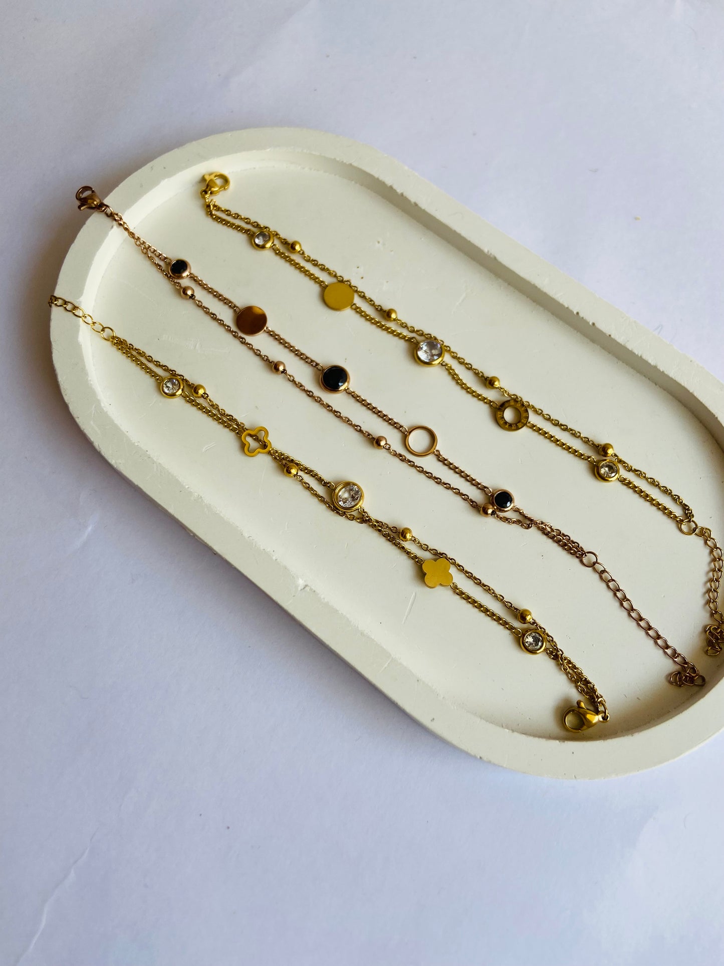 Anti tarnish double layer bracelet