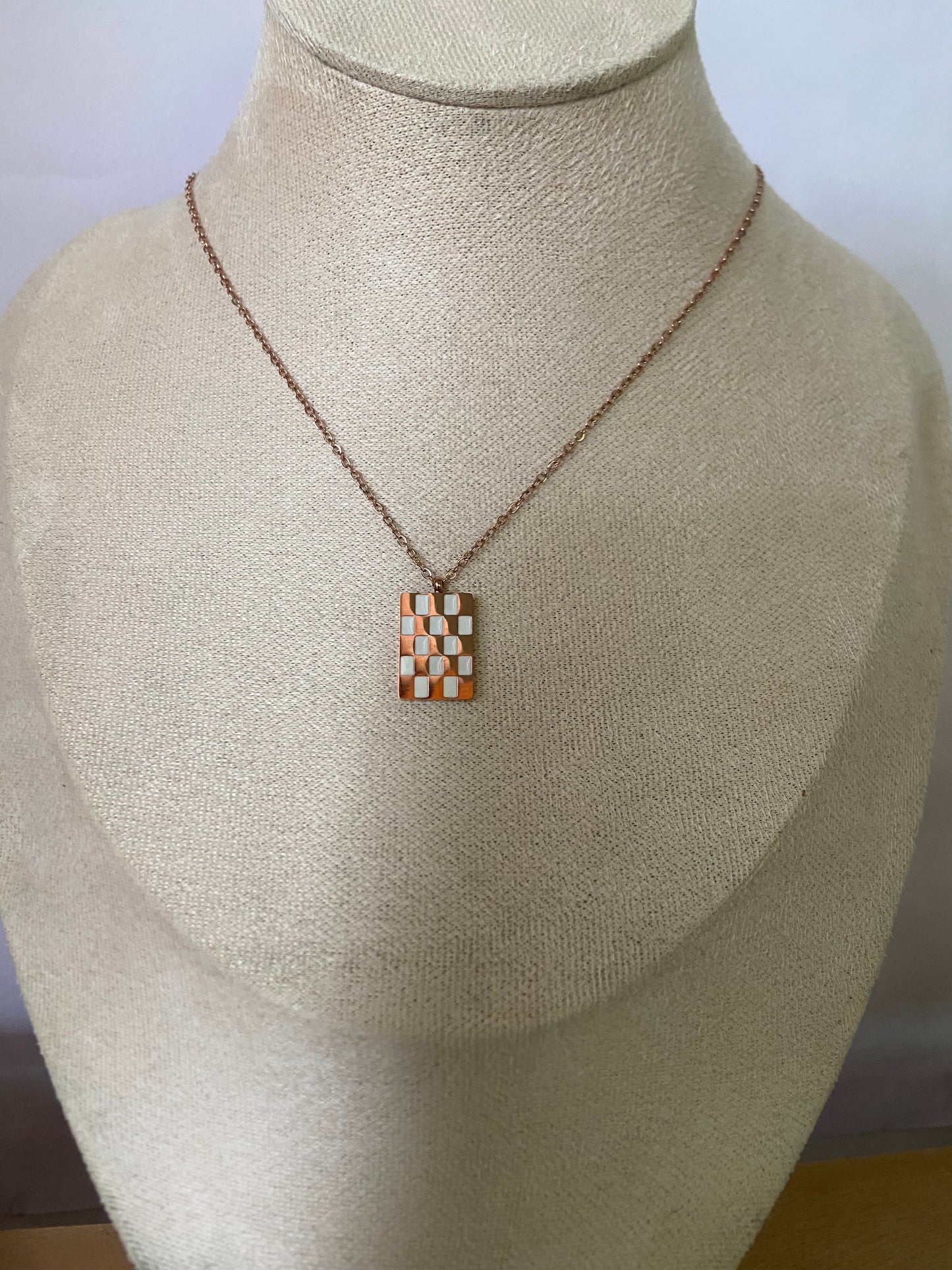 Anti tarnish chess necklace
