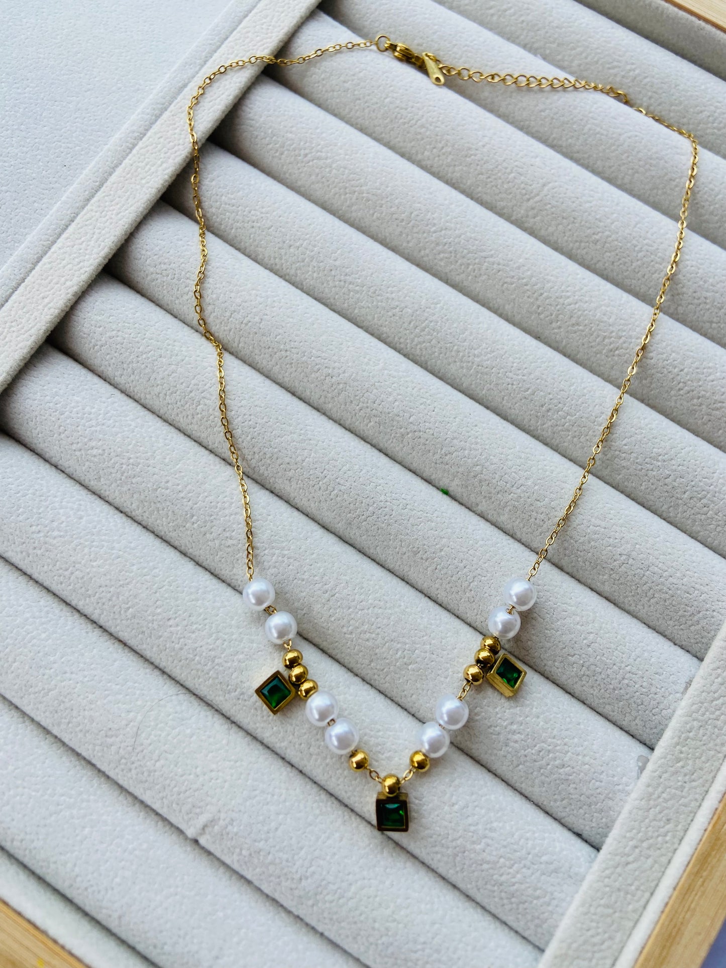 New Anti tarnish pearl stone necklace