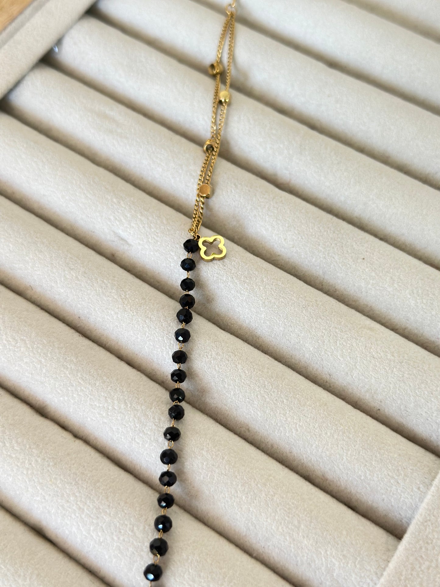 Anti tarnish black bead with double layer bracelet