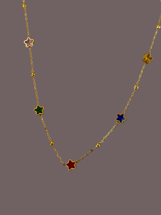 New anti tarnish star multi stone necklace