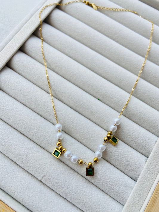 New Anti tarnish pearl stone necklace