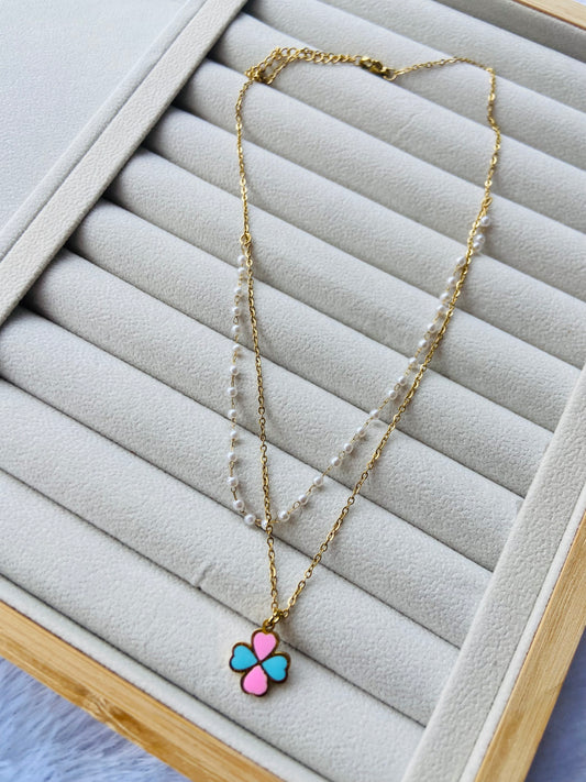 Anti tarnish kids pearl layer necklace