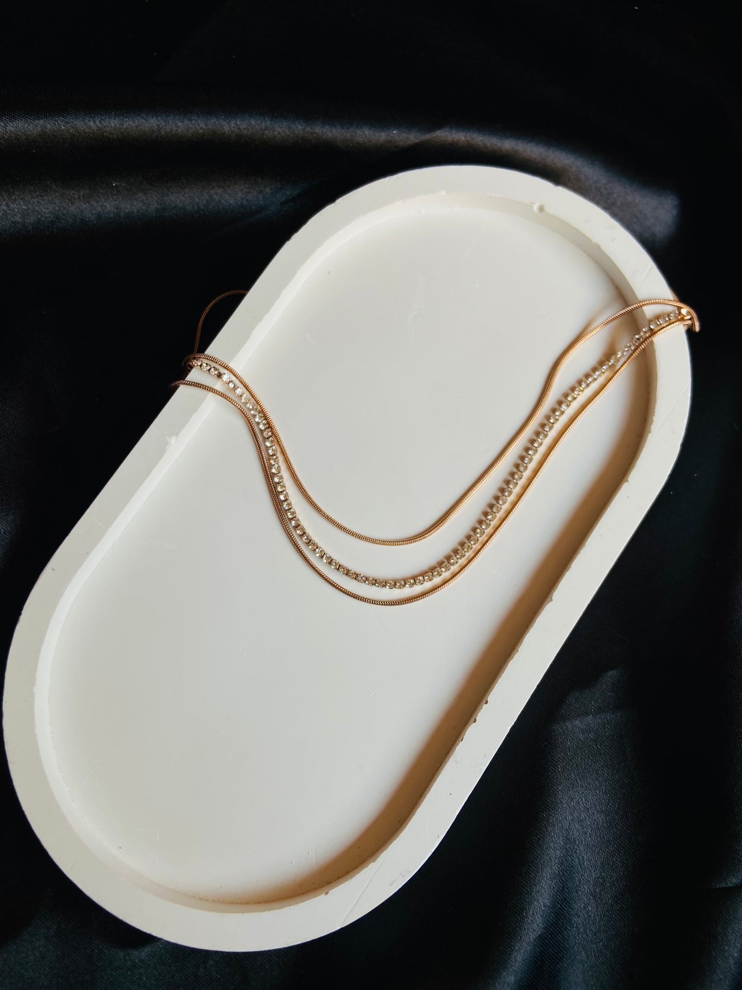Anti tarnish triple layer stone necklace