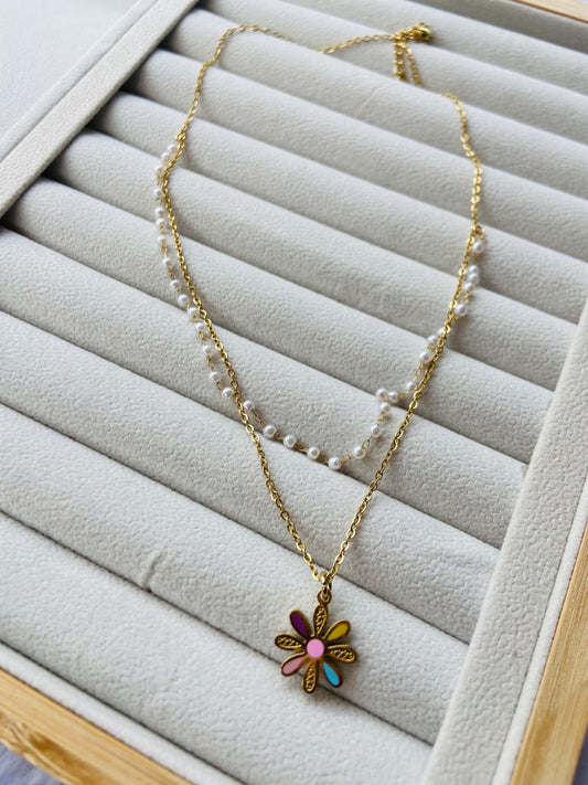 Anti tarnish kids pearl layer necklace