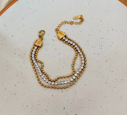 Anti tarnish triple layer bracelet