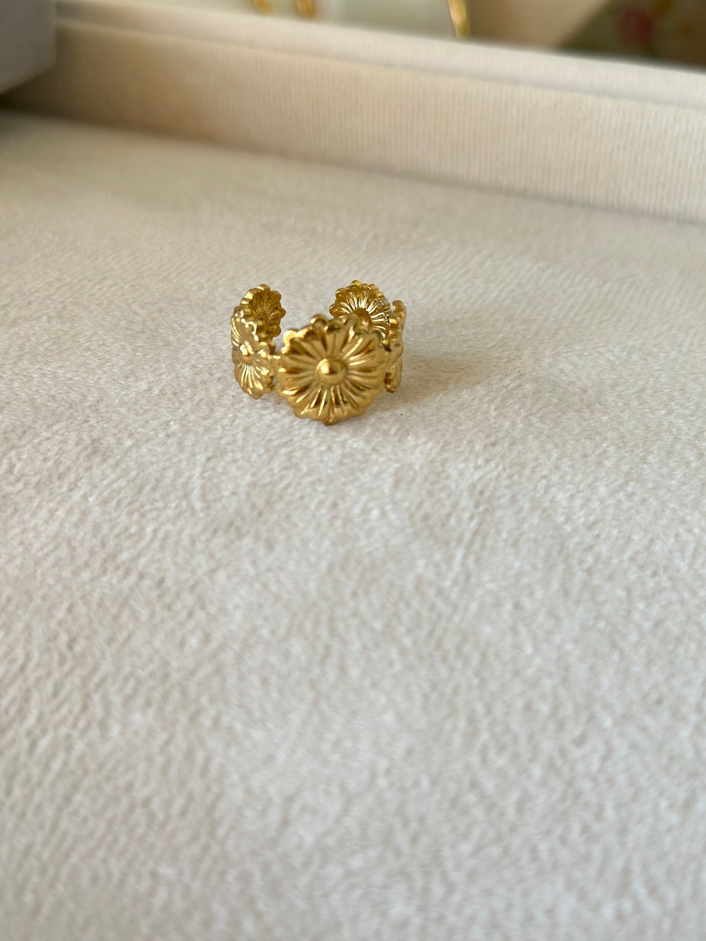 Anti tarnish flower ring