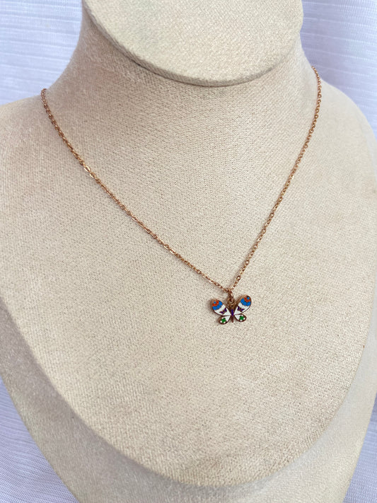 Anti tarnish kids butterfly necklace