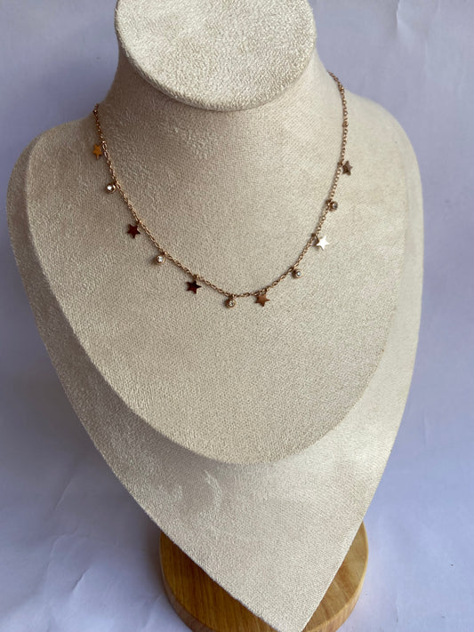 Anti tarnish rosegold star charm necklace