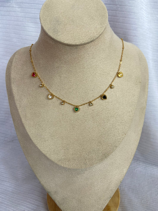 Anti tarnish multi stone necklace