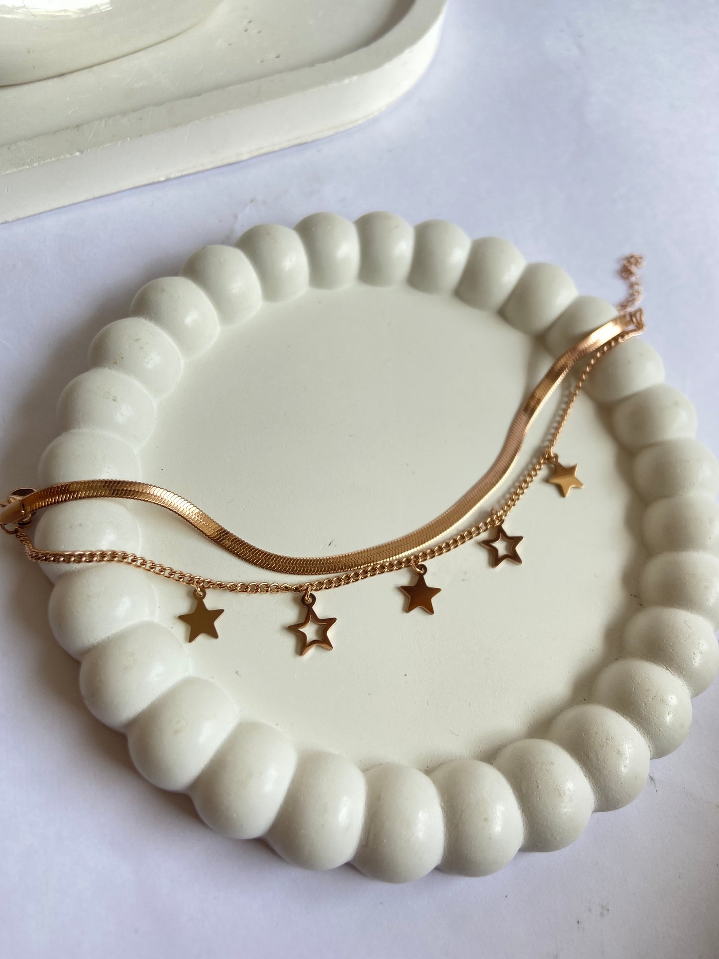 Anti tarnish rosegold double layer bracelet