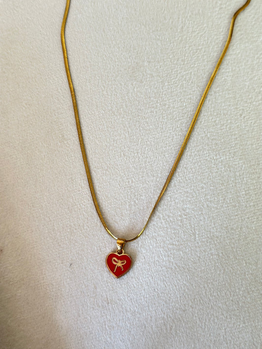 Anti tarnish cute kids heart in snake chain