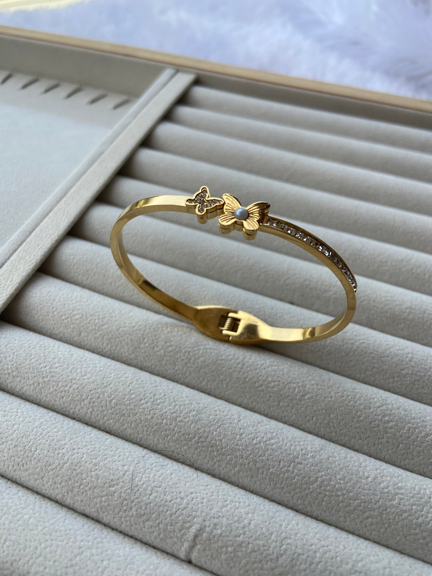 Anti tarnish butterfly bangle