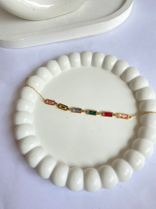 Anti tarnish multi stone bracelet