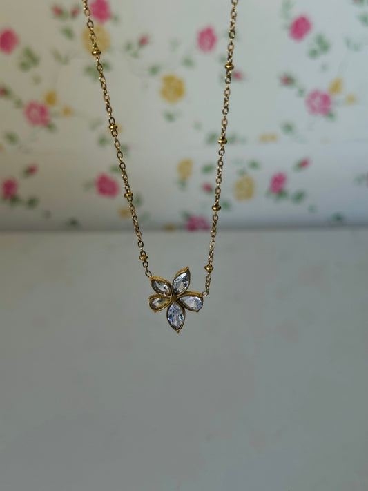 Anti tarnish white stone necklace
