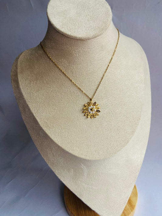 Anti tarnish sunflower necklace